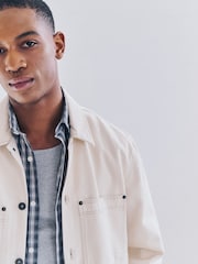 Ecru 100% Cotton Twin Pocket Denim Shacket - Image 7 of 12