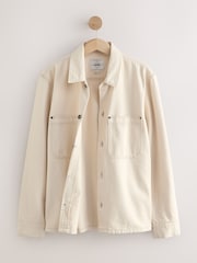 Ecru 100% Cotton Twin Pocket Denim Shacket - Image 9 of 12