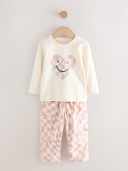 Cuadros rosas - Conjunto de camiseta de manga larga y pantalones de algodón 100 % (3 meses-7 años) - Imagen 1 de 5