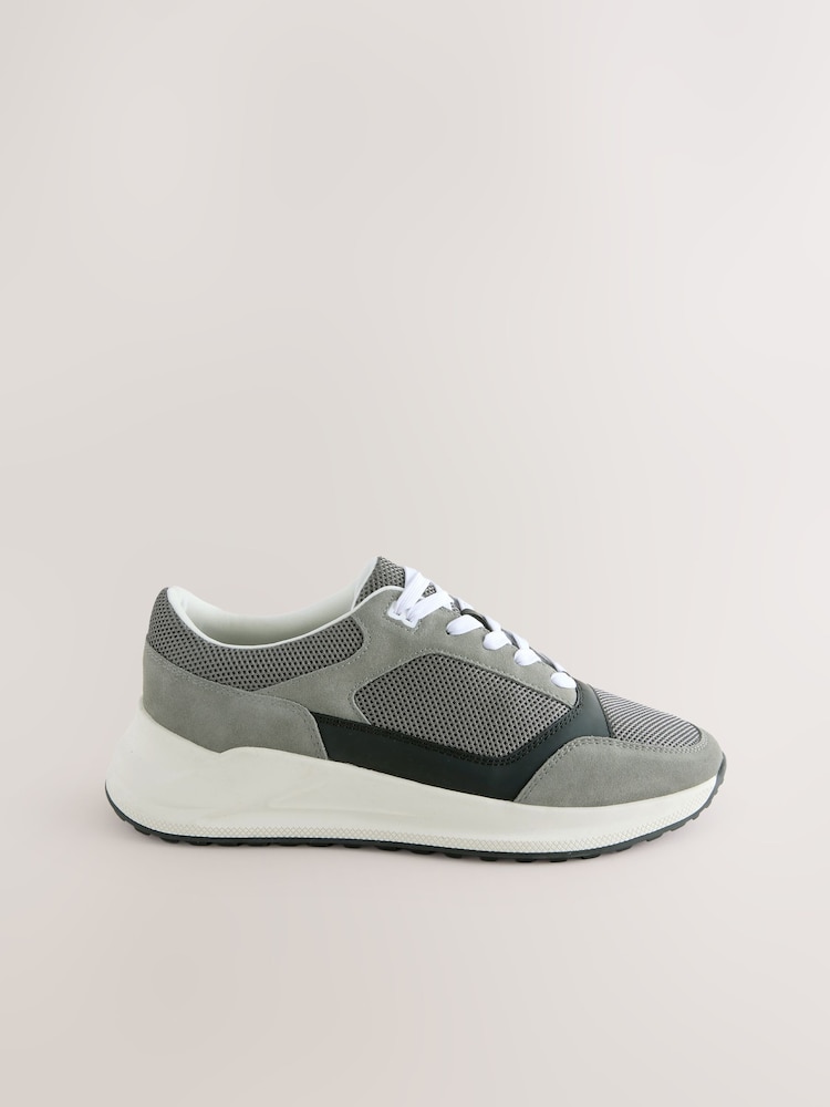 siva/črna - Smart Casual Lace Up Trainers - Slika 1 iz 5