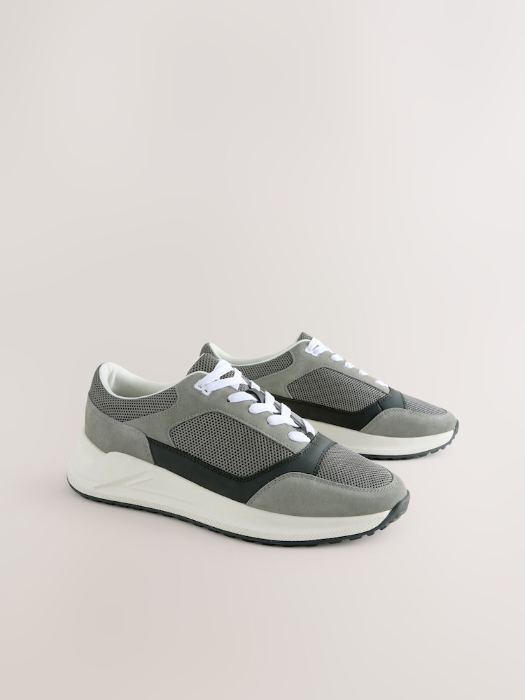 siva/črna - Smart Casual Lace Up Trainers - Slika 2 iz 5