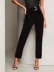 Black Paperbag Velvet Trousers - Image 1 of 4