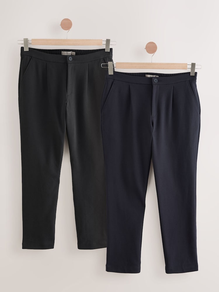 Black/Navy - Regular Fit Jersey Joggers 2 Pack - Image 1 of 13