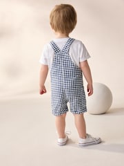 Navy/White Gingham Linen Blend Dungarees (3mths-7yrs) - Image 3 of 5