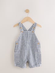 Navy/White Gingham Linen Blend Dungarees (3mths-7yrs) - Image 4 of 5