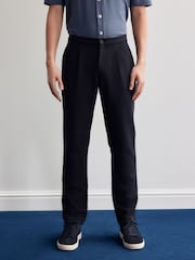 Navy Blue Cotton Blend Smart Jersey Joggers - Image 1 of 9