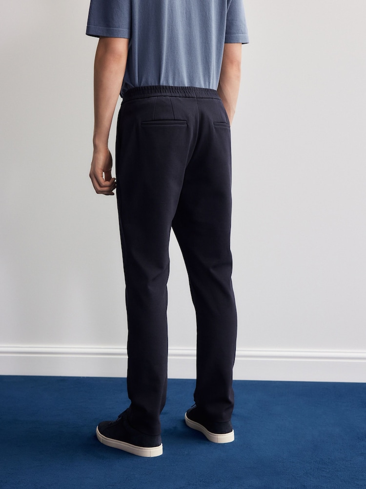 Navy Blue Cotton Blend Smart Jersey Joggers - Image 2 of 9