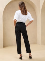 Lipsy Black Paper Bag Tie Waist Trousers - Image 4 of 4