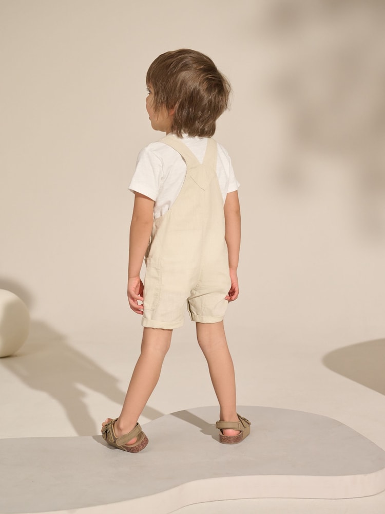 Ecru Linen Blend Dungarees (3mths-7yrs) - Image 2 of 8 Ecru Linen Blend Dungarees (3mths-7yrs) - Image 2 of 8