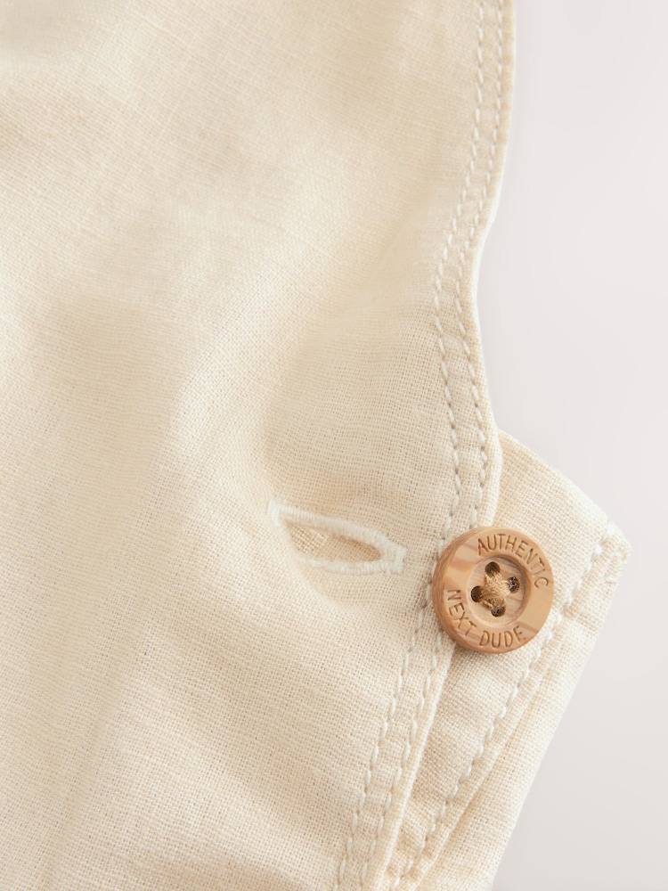 Ecru Linen Blend Dungarees (3mths-7yrs) - Image 8 of 8 Ecru Linen Blend Dungarees (3mths-7yrs) - Image 8 of 8