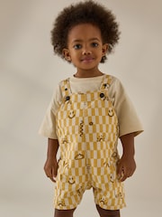 Yellow Checkerboard 100% Cotton Dungarees (3mths-7yrs) - Image 1 of 8