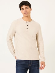 FatFace 100% Cotton Long Sleeve Nutbourne Henley T-Shirt - صورة 1 من 6