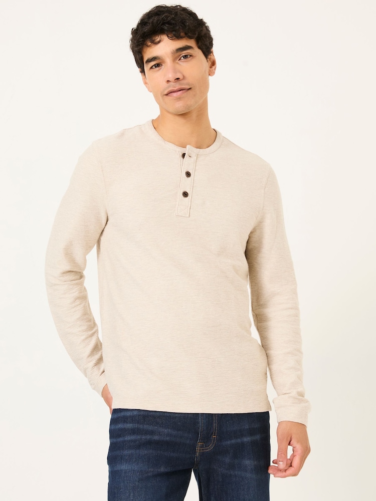FatFace 100% Cotton Long Sleeve Nutbourne Henley T-Shirt - صورة 1 من 6
