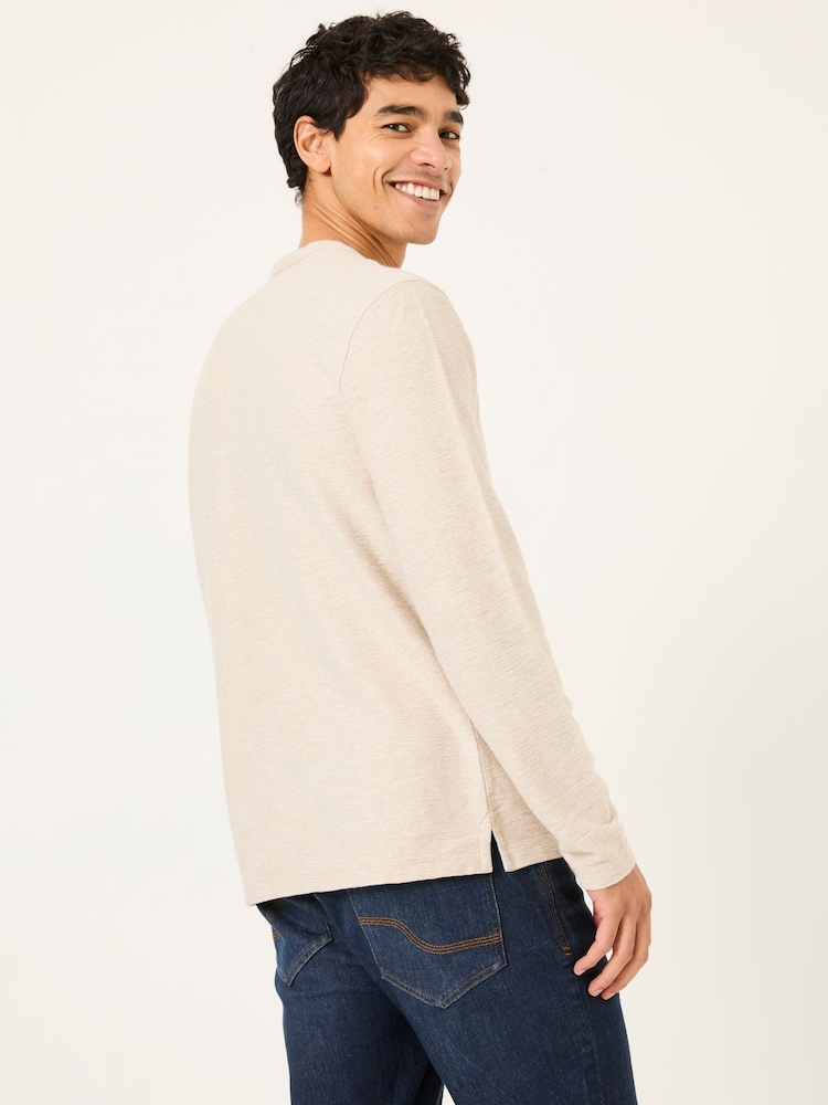FatFace 100% Cotton Long Sleeve Nutbourne Henley T-Shirt - صورة 2 من 6