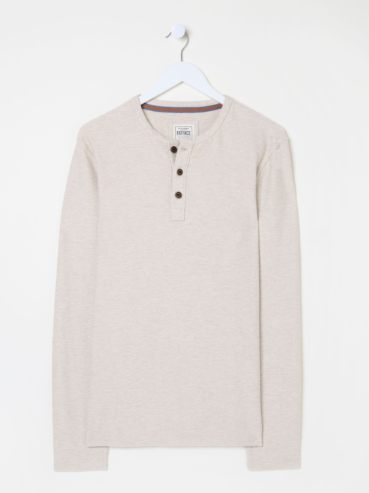 FatFace 100% Cotton Long Sleeve Nutbourne Henley T-Shirt - صورة 6 من 6