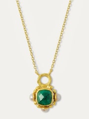 Ottoman Hands Gold Esther Emerald and Pearl Pendant Necklace - Image 3 of 3
