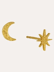 Ottoman Hands Gold Moon and Star Stud Earrings - Image 3 of 3