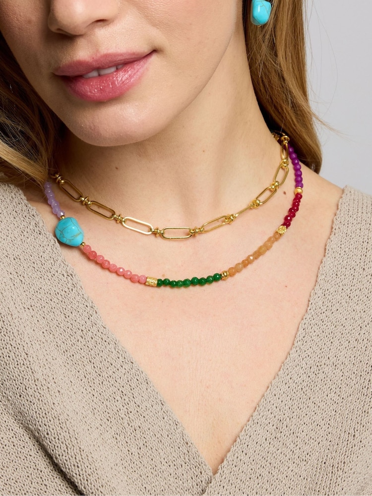 Tono dorado jade multicolor - Collar de cuentas turquesas Felice de Ottoman Hands - Imagen 1 de 5
