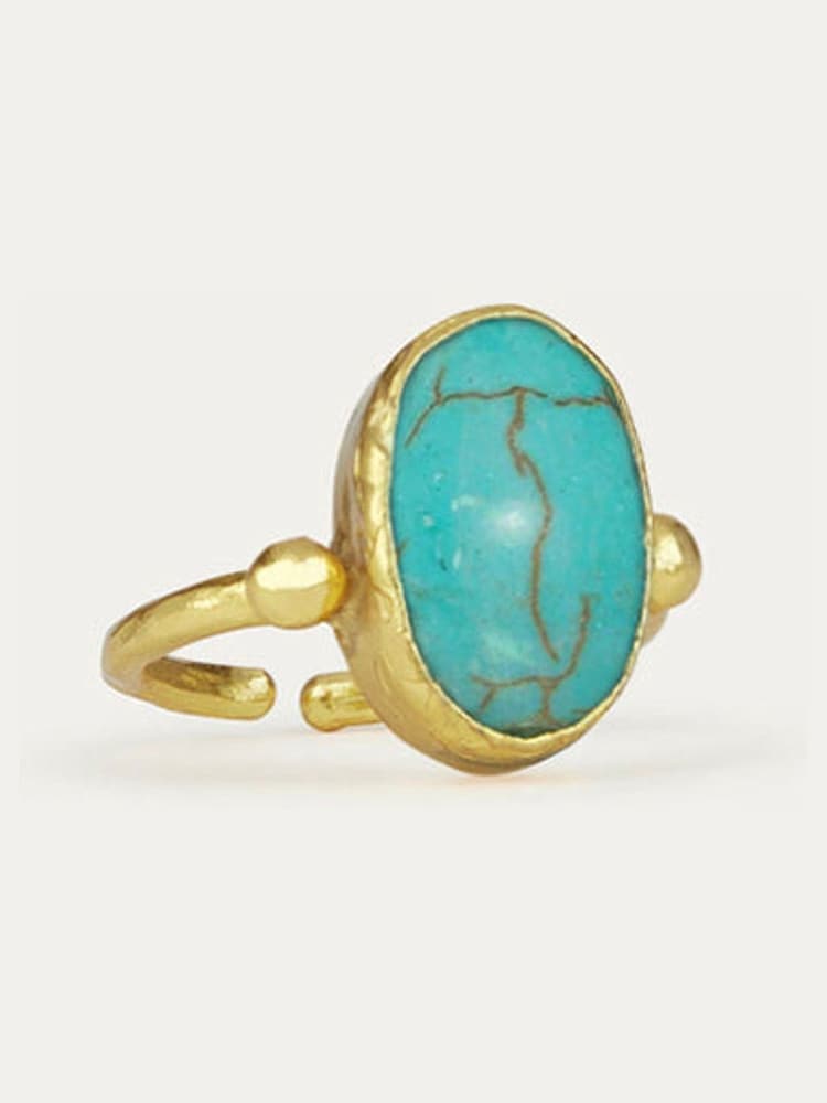 Ottoman Hands Gold Aurelia Turquoise Cocktail Ring - Image 1 of 4 Ottoman Hands Gold Aurelia Turquoise Cocktail Ring - Image 1 of 4