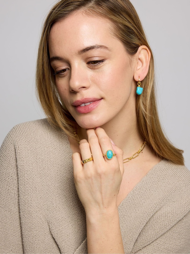 Ottoman Hands Gold Aurelia Turquoise Cocktail Ring - Image 2 of 4 Ottoman Hands Gold Aurelia Turquoise Cocktail Ring - Image 2 of 4