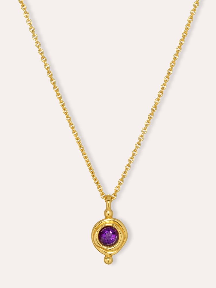 Ottoman Hands Gold February Birthstone Pendant Necklace - Image 2 of 5