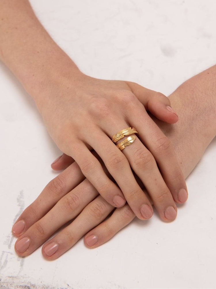Ottoman Hands Gold Feather Ring - Larawan 2 ng 6