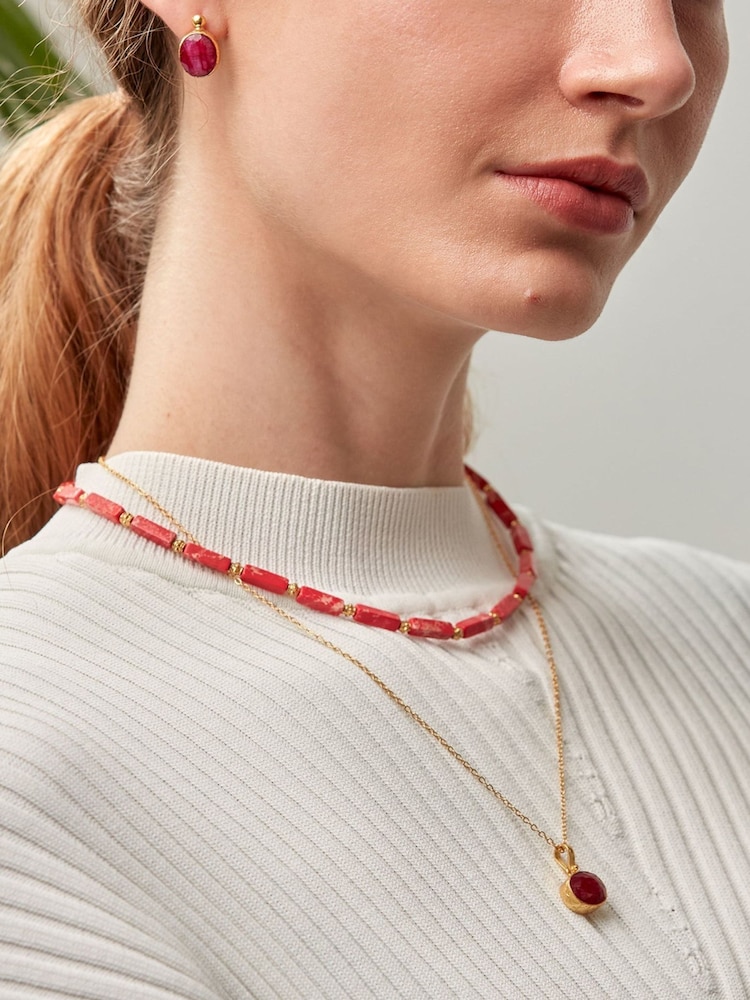 Ottoman Hands Gold Siena Ruby Pendant Necklace - Image 1 of 2 Ottoman Hands Gold Siena Ruby Pendant Necklace - Image 1 of 2