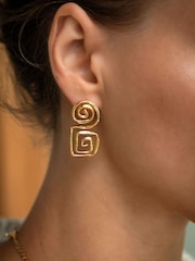 Ottoman Hands Gold Megara Geometric Spiral Stud Earrings - Image 1 of 6