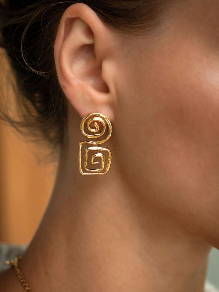 Ottoman Hands Gold Megara Geometric Spiral Stud Earrings - Image 1 of 6 Ottoman Hands Gold Megara Geometric Spiral Stud Earrings - Image 1 of 6