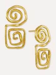 Ottoman Hands Gold Megara Geometric Spiral Stud Earrings - Image 4 of 6