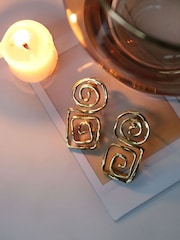 Ottoman Hands Gold Megara Geometric Spiral Stud Earrings - Image 5 of 6
