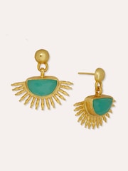 Cercei tip stud cu pandantiv Ottoman Hands Sunrise Aqua Chalcedonie - Imaginea 4 din 6