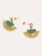 Cercei tip stud cu pandantiv Ottoman Hands Sunrise Aqua Chalcedonie - Imaginea 5 din 6