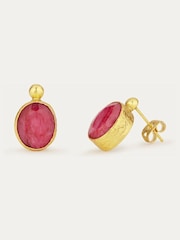 Ottoman Hands Gold Siena Ruby Stud Earrings - Image 4 of 4