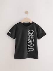 Black Goal Regular Fit Short Sleeve Graphic 100% Cotton T-Shirt (3-16yrs) - Image 1 of 4