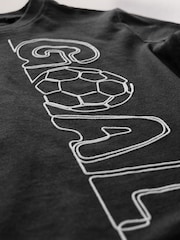 Black Goal Regular Fit Short Sleeve Graphic 100% Cotton T-Shirt (3-16yrs) - Image 4 of 4