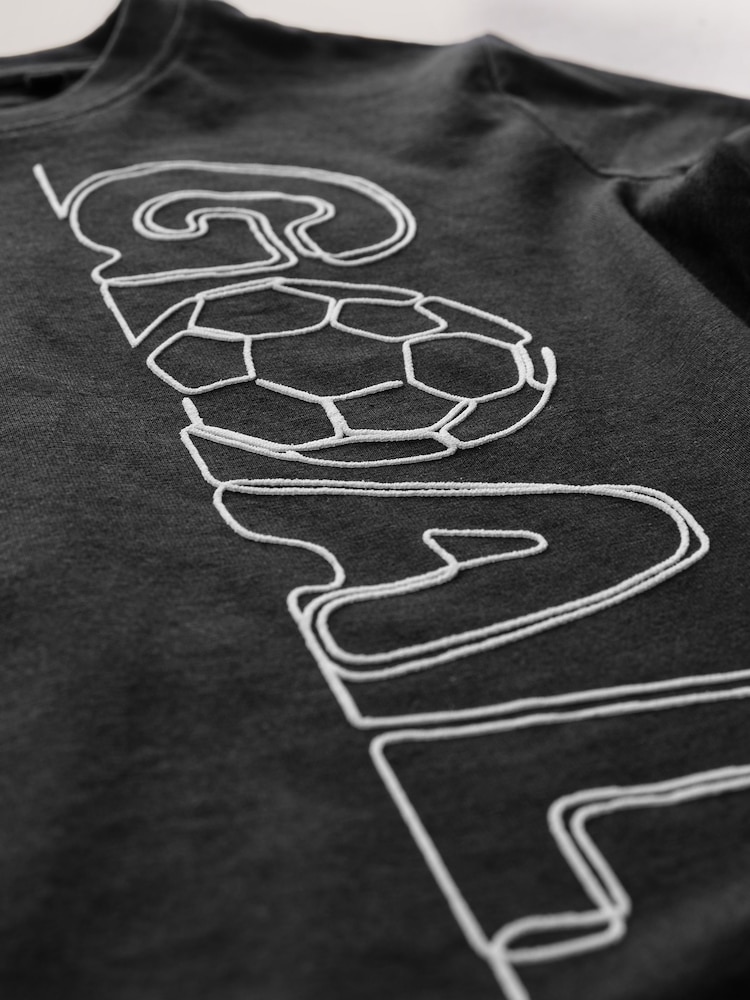 Black Goal Regular Fit Short Sleeve Graphic 100% Cotton T-Shirt (3-16yrs) - Image 4 of 4