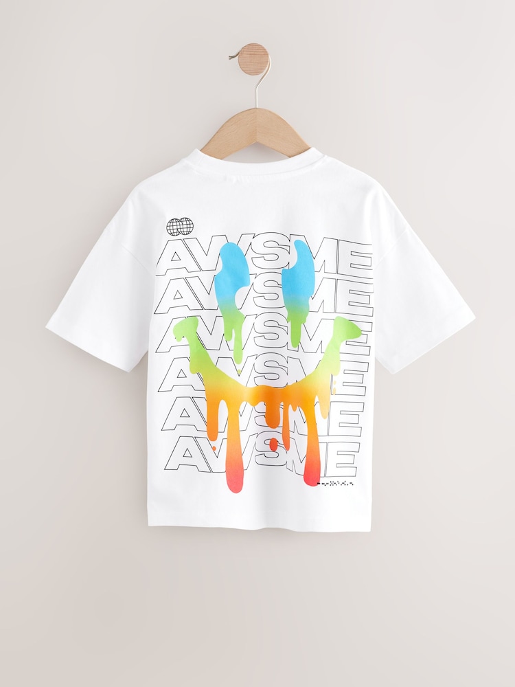 Blanc dégoulinant arc-en-ciel - T-shirt décontracté à manches courtes imprimé graphique (3-16ans) - Image 2 of 4