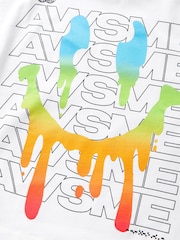 Blanc dégoulinant arc-en-ciel - T-shirt décontracté à manches courtes imprimé graphique (3-16ans) - Image 4 of 4
