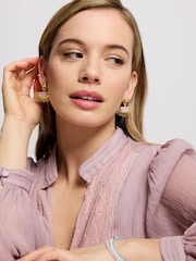 Ottoman Hands Gold Sunrise Rose Quartz Drop Stud Earrings - Image 1 of 4
