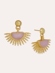 Ottoman Hands Gold Sunrise Rose Quartz Drop Stud Earrings - Image 2 of 4