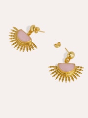 Ottoman Hands Gold Sunrise Rose Quartz Drop Stud Earrings - Image 3 of 4