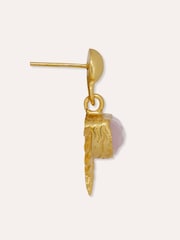 Ottoman Hands Gold Sunrise Rose Quartz Drop Stud Earrings - Image 4 of 4