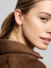 Ottoman Hands Gold Star Charm Hoop Earrings - Image 1 of 6