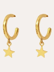 Ottoman Hands Gold Star Charm Hoop Earrings - Image 6 of 6