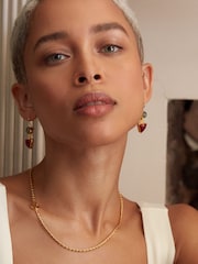 Ottoman Hands Gold Hydra Labradorite and Ruby Drop Earrings - Image 1 of 2
