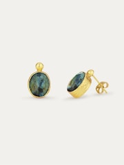 Ottoman Hands Gold Tone Aurelia Labradorite Stud Earrings - Image 3 of 4