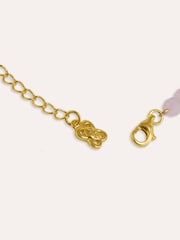 Ottoman Hands Gold Waterproof Lapis and Pink Jade Beaded Bracelet - Image 4 of 5