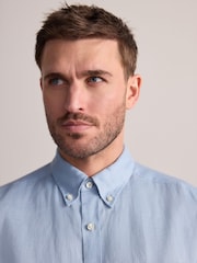 Azul claro - Camisa de manga comprida Signature 100% em linho - Imagem 4 de 6