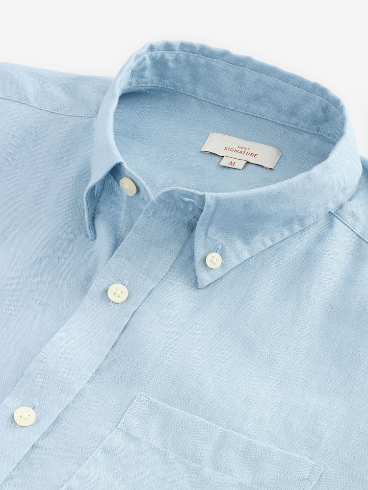 Azul claro - Camisa de manga comprida Signature 100% em linho - Imagem 6 de 6